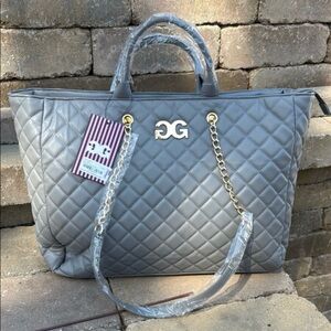 NWT Gilda Paris Grey Quilted Large Tote Bag
